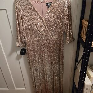 R&M Richards Sparkling Sequin Long Sleeve Dress